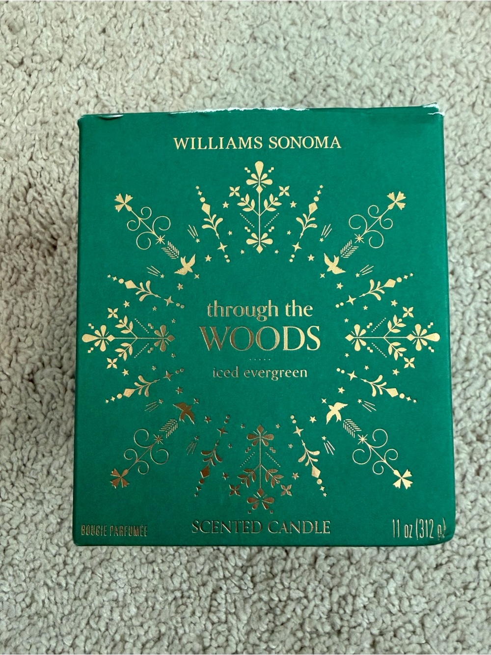 Williams Sonoma NEW Through the Woods Iced Evergreen Scented Candle in Box 11oz